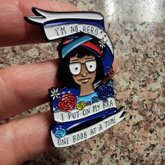 LARGE Tina Belcher I'm No Hero... Quirky Bob's Burgers Enamel Pin - Picture 3 of 3